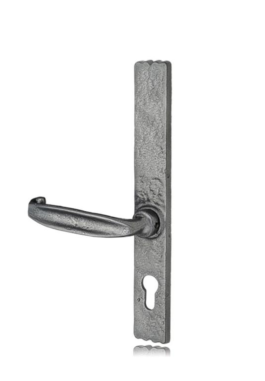 Cast Wrought Iron Pewter Offset Lever Door Handle